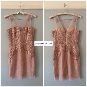 EUC - BCBGMaxAzria Abigail Dusty Pink Lace Dress (4)